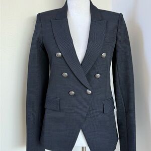 Veronica Beard Textured Black Blazer with Silver Buttons